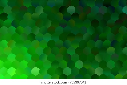 Dark Green vector pattern with colored spheres. Geometric sample of repeating circles on white background in halftone style.