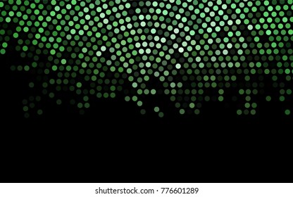 Dark Green vector pattern with colored spheres. Geometric sample of repeating circles on white background in halftone style.