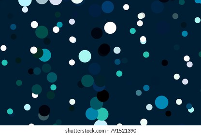 Dark Green vector pattern with colored spheres. Geometric sample of repeating circles on white background in halftone style.