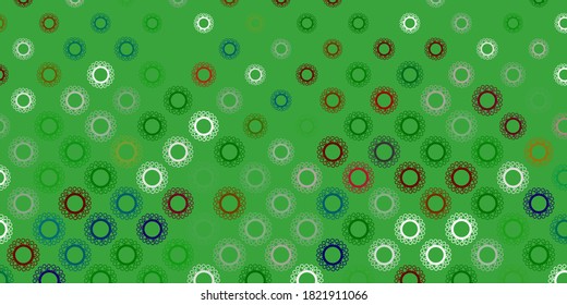 Dark green vector pattern with coronavirus elements. Simple design in abstract style with infection forms. Simple drawing against danger fever.