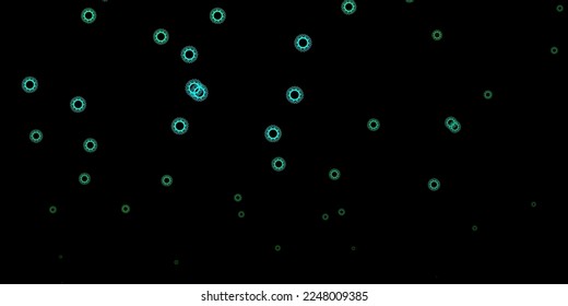 Patrón vector verde oscuro con elementos coronavirus. Ilustración abstracta colorida con formas médicas degradadas. Diseño para la alerta de riesgo biológico.