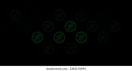 Dark Green vector pattern with coronavirus elements. Simple design in abstract style with infection forms. Design for biohazard warning.