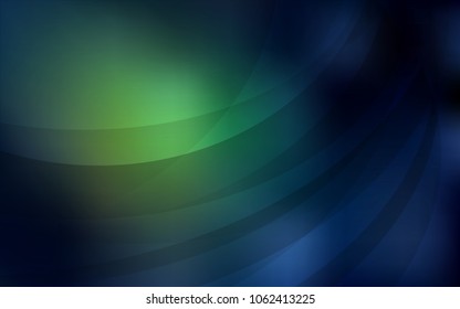 Dark Green vector pattern with curved circles. Colorful abstract illustration with gradient lines. The best blurred design for your business.