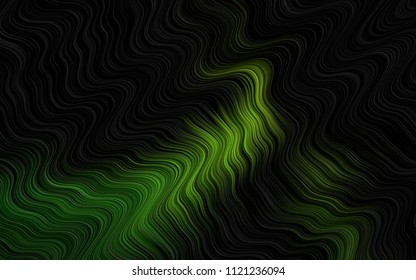 Dark Green vector pattern with curved circles. An elegant bright illustration with gradient. Brand new design for your ads, poster, banner.