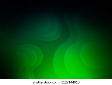 Dark Green vector pattern with curved circles. Blurred geometric sample with gradient bubbles.  Pattern for your business design.