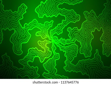 Dark Green vector pattern with curved circles. Shining crooked illustration in marble style. The template for cell phone backgrounds.