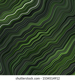 Dark Green vector pattern with curved lines. Bright illustration with gradient circular arcs. Template for your UI design.