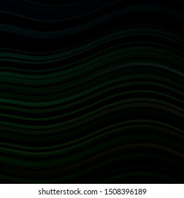 Dark Green vector pattern with curves. Colorful abstract illustration with gradient curves. Design for your business promotion.
