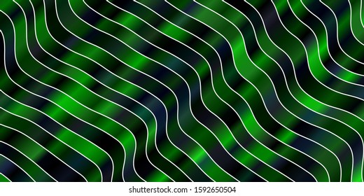 Dark Green vector pattern with curves. Abstract illustration with gradient bows. Best design for your posters, banners.
