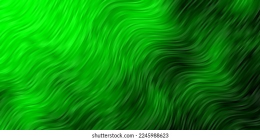 Dark Green vector pattern with curves. Colorful illustration, which consists of curves. Best design for your ad, poster, banner.