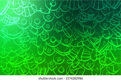 Dark Green vector pattern with delicious cookies. Decorative shining illustration with sweets on abstract template. Pattern for ads of breakfast, lunch, dinner.