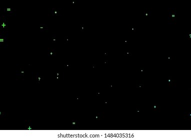 Dark Green vector pattern with Digit symbols. Modern geometrical illustration with numerals. Pattern for ad, booklets, leaflets of education.