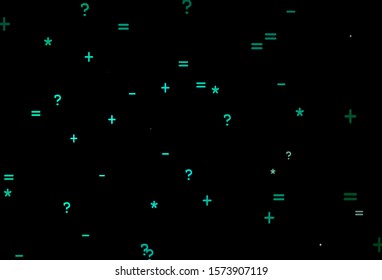 Dark Green vector pattern with Digit symbols. Illustration with Numeral symbols on abstract template. Pattern for posters, banners of math books.