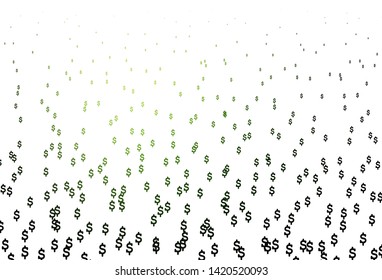 Dark Green vector pattern with Dollar. Abstract illustration with colored financial digital symbols. The pattern can be used for ad, booklets, leaflets of banks.