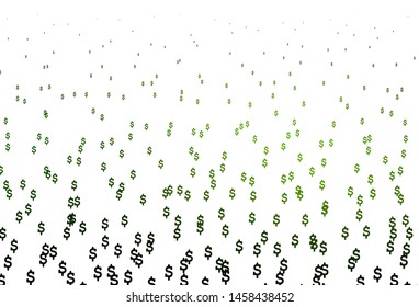 Dark Green vector pattern with Dollar. Shining colored illustration with USD signs. The pattern can be used as ads, poster, banner for payments.