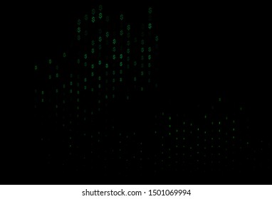 Dark Green vector pattern with dollar, USD, usa. Modern abstract illustration with symbols of money. The pattern can be used for financial, investment websites.