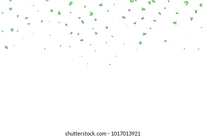 Dark Green vector pattern with Euro, Dollar, Yen. Blurred design in with symbols of EUR, USD, JPY. Smart design for your business advert of economic, wealth.