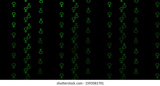 Dark Green vector pattern with feminism elements. Colorful feminism symbols with a gradient in modern style. Elegant design for wallpapers.