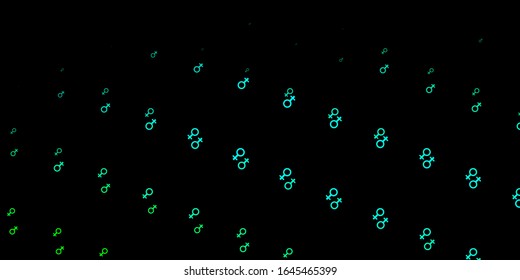 Dark Green vector pattern with feminism elements. Colorful feminism symbols with a gradient in modern style. Simple design for your web site.
