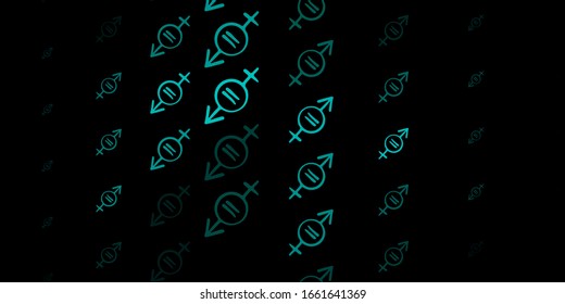 Dark Green vector pattern with feminism elements. Colorful illustration with gradient feminism shapes. Background for International Women’s Day.