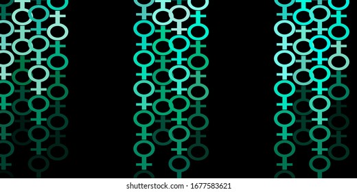 Dark Green vector pattern with feminism elements. Abstract illustration with a depiction of women's power. Background for International Women’s Day.