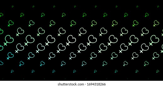 Dark Green vector pattern with feminism elements. Abstract illustration with a depiction of women's power. Best design to show the power of women.