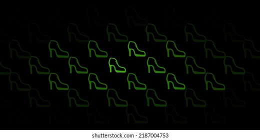 Dark green vector pattern with feminism elements. Illustration with signs of women's strength and power. Background for International Women’s Day.