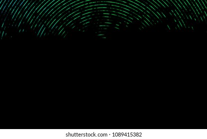 Dark Green vector pattern with lamp shapes. Shining illustration, which consist of blurred lines, circles. The template for cell phone backgrounds.