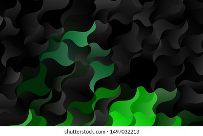 Dark Green vector pattern with lava shapes. Blurred geometric sample with gradient bubbles.  Brand new design for your ads, poster, banner.