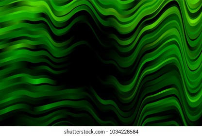 Dark Green vector pattern with lines, ovals. Glitter abstract illustration with wry lines. New composition for your brand book.