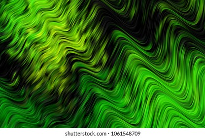 Dark Green vector pattern with lines, ovals. A vague circumflex abstract illustration with gradient. The elegant pattern for brand book.