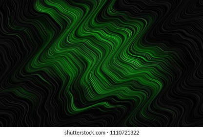 Dark Green vector pattern with lines, ovals. A vague circumflex abstract illustration with gradient. The best blurred design for your business.