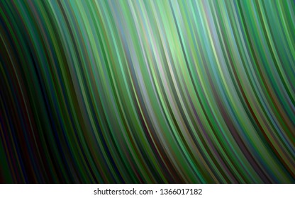 Dark Green vector pattern with lines, ovals. Glitter abstract illustration with wry lines. Marble design for your web site.