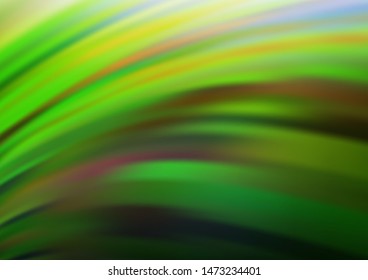 Dark Green vector pattern with lines, ovals. Shining illustration, which consist of blurred lines, circles. A completely new template for your business design.
