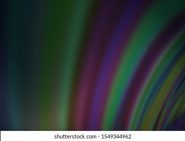 Dark Green vector pattern with lines, ovals. Blurred geometric sample with gradient bubbles.  New composition for your brand book.