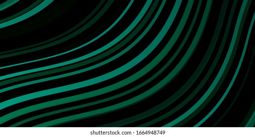 Dark Green vector pattern with lines. Illustration in abstract style with gradient curved.  Best design for your posters, banners.