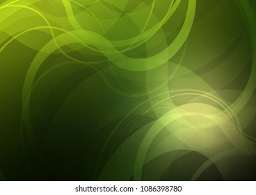 Dark Green vector pattern with liquid shapes. Shining illustration, which consist of blurred lines, circles. The elegant pattern for brand book.