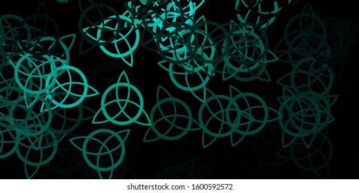 Dark Green vector pattern with magic elements. Retro design in abstract style with witchcraft forms. Simple design for occult depiction.