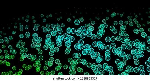 Dark Green vector pattern with magic elements. Illustration with magical signs of spiritual power. Simple design for occult depiction.