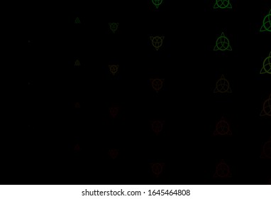 Dark Green vector pattern with magic elements. Colorful vintage illustration with gradient alchemy shapes. Best design halloween events.