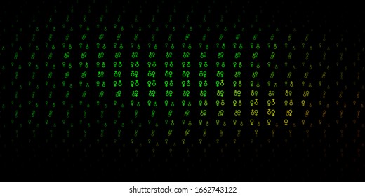 Dark Green vector pattern with magic elements. Colorful mystic symbols with a gradient in ancient style. Simple design for occult depiction.