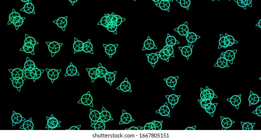 Dark Green vector pattern with magic elements. Retro design in abstract style with witchcraft forms. Background for esoteric, mystic designs.