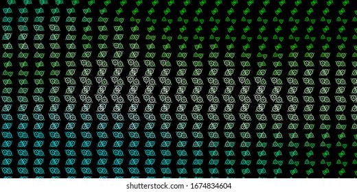 Dark Green vector pattern with magic elements. Illustration with magical signs of spiritual power. Simple design for occult depiction.