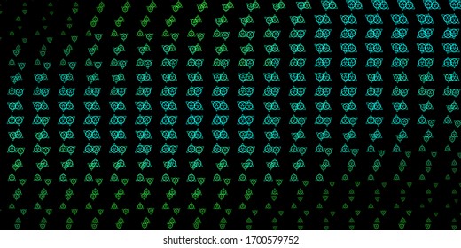 Dark Green vector pattern with magic elements. Illustration with magical signs of spiritual power. Best design halloween events.