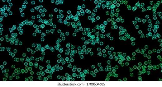 Dark Green vector pattern with magic elements. Colorful mystic symbols with a gradient in ancient style. Best design halloween events.