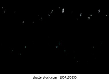 Dark Green vector pattern with music elements. Shining illustration of colorful gradient music notes. Pattern for school ad, booklets.