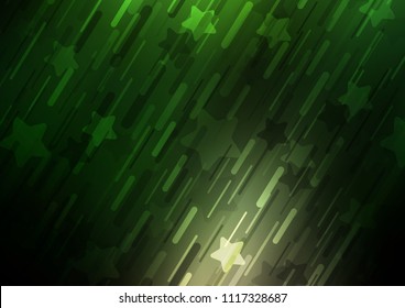 Dark Green vector pattern with narrow lines. Decorative shining illustration with lines on abstract template. The pattern can be used as ads, poster, banner for commercial.
