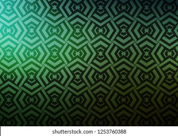 Dark Green vector pattern with narrow lines. Shining illustration with lines on abstract template. Pattern for ads, posters, banners.