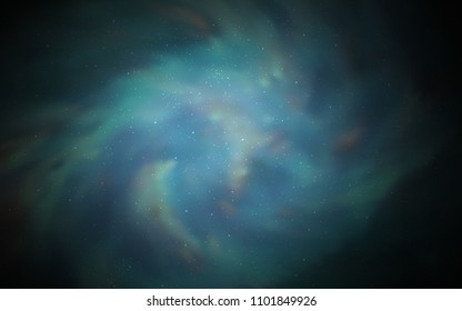 Dark Green vector pattern with night sky stars. Glitter abstract illustration with colorful cosmic stars. Pattern for futuristic ad, booklets.