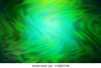 Dark Green vector pattern with night sky stars. Glitter abstract illustration with colorful cosmic stars. Pattern for futuristic ad, booklets.